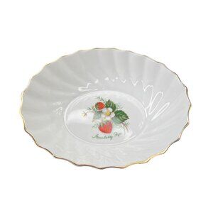 Adderley Fine Bone China Ripe Strawberry Dish With Gold Trim England